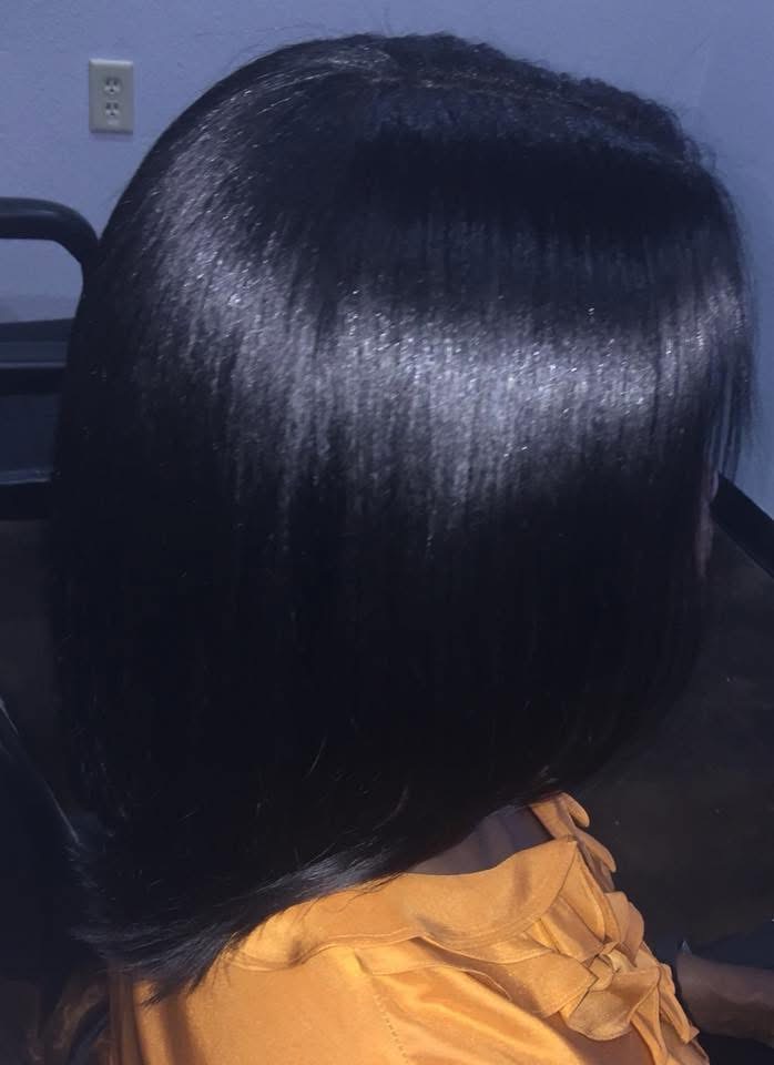 Sleek, shiny silk press
